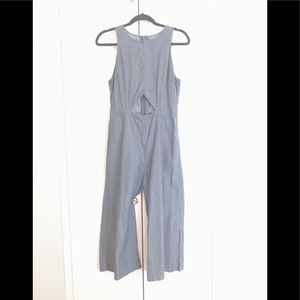 Denim Wide-leg Romper with triangle cut-out